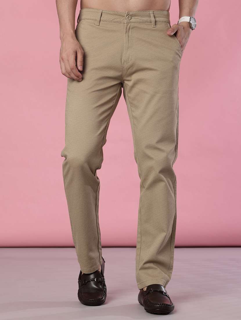 men solid mid rise chinos casual trouser - 22002130 -  Zoom Image - 0
