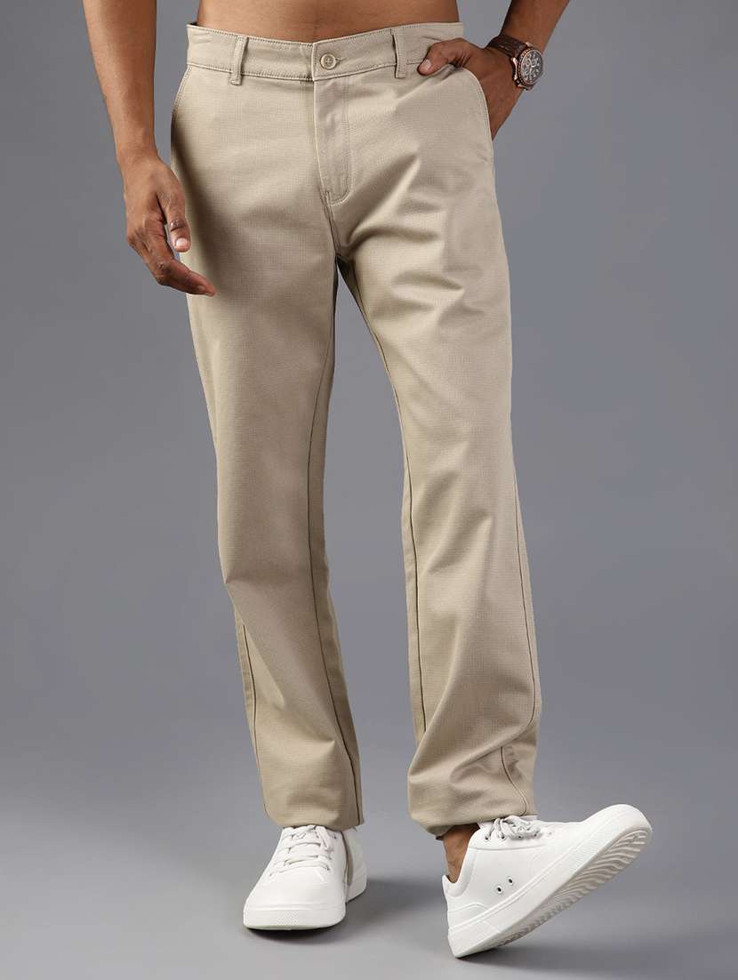 men solid mid rise casual chino