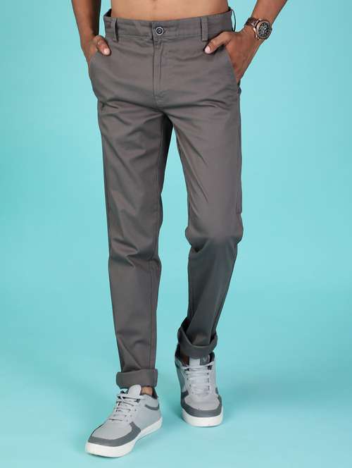 men solid mid rise casual chino - 22002191 -  Standard Image - 0