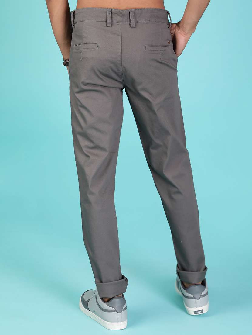 men solid mid rise casual chino - 22002191 -  Standard Image - 3
