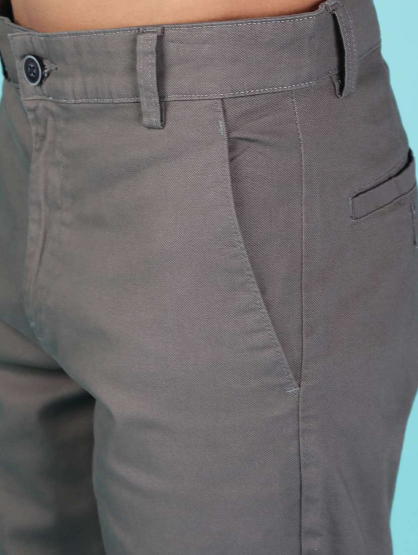 men solid mid rise casual chino - 22002191 -  Standard Image - 5