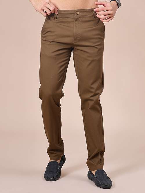 men solid mid rise casual chino - 22002192 -  Standard Image - 0