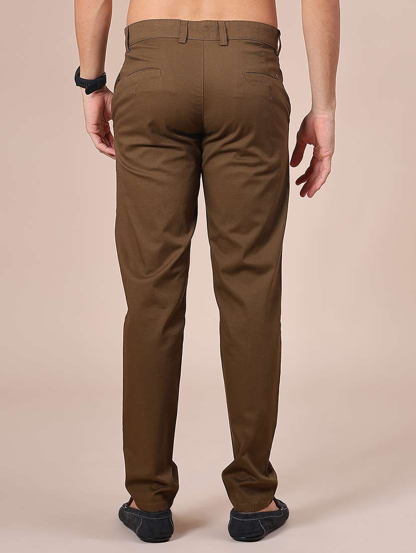 men solid mid rise casual chino - 22002192 -  Standard Image - 3