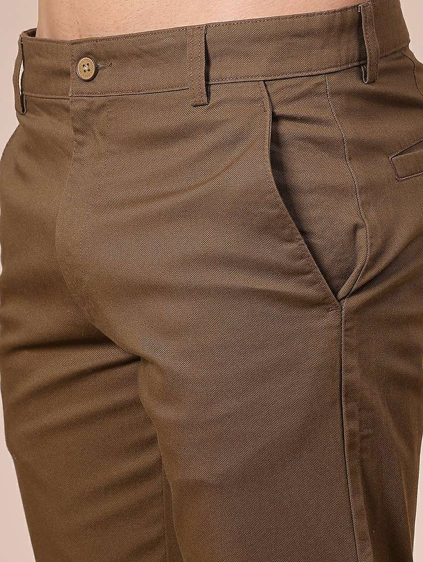 men solid mid rise casual chino - 22002192 -  Standard Image - 5