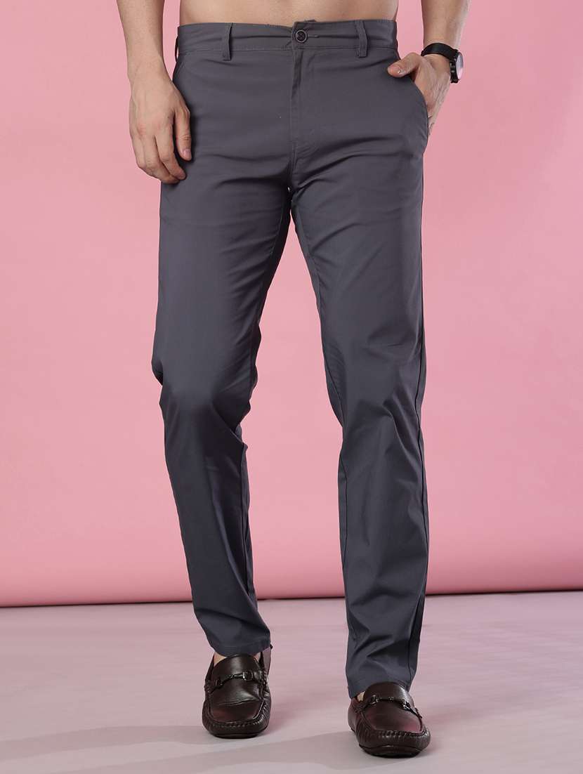 men solid mid rise casual chino - 22002193 -  Zoom Image - 0