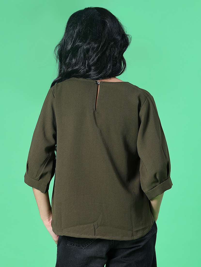 girls embroidered three quarter sleeve top - 22002251 -  Standard Image - 3