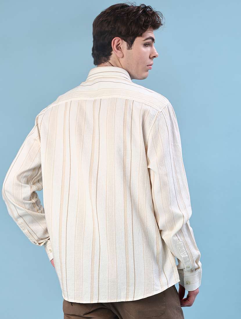 men striped collared long sleeve shirt - 22002258 -  Standard Image - 3