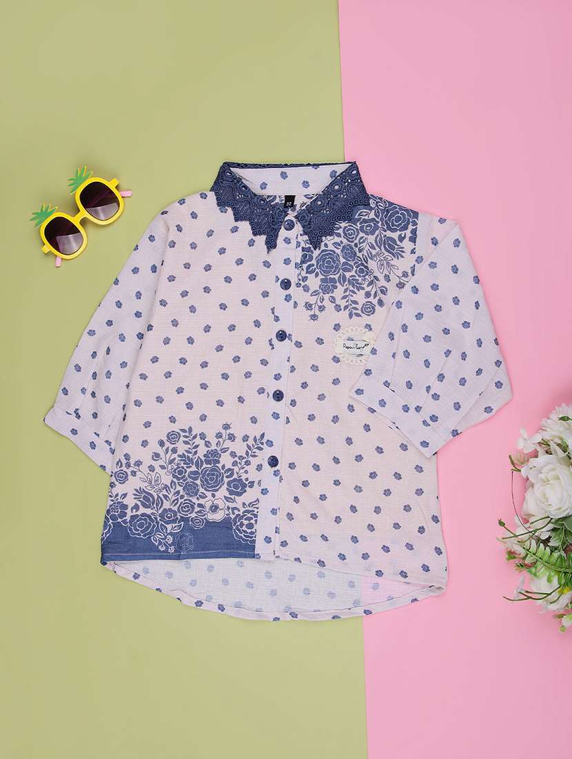 girls printed three quarter sleeve top