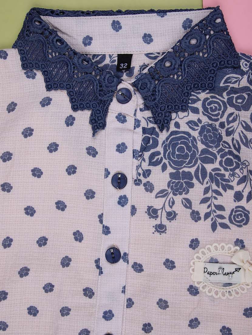 girls printed three quarter sleeve top - 22002278 -  Standard Image - 3