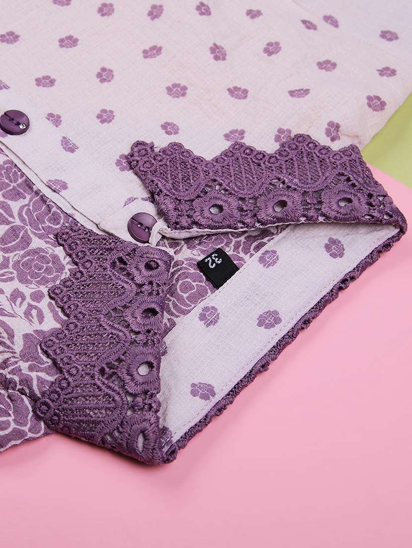 girls printed three quarter sleeve top - 22002279 -  Standard Image - 3