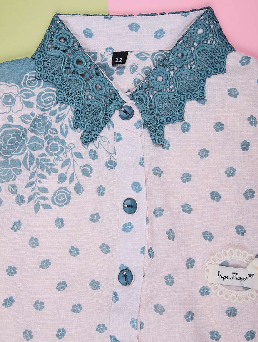 girls printed three quarter sleeve top - 22002281 -  Standard Image - 3