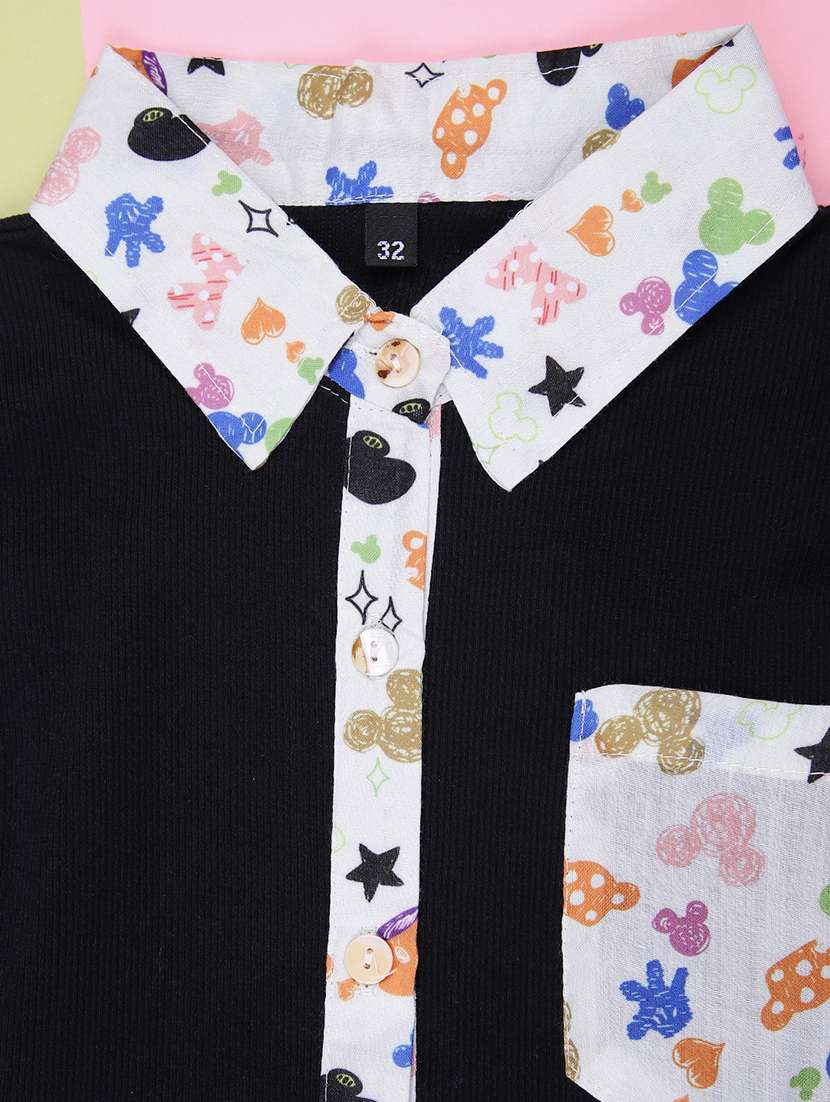 girls printed three quarter sleeve top - 22002283 -  Standard Image - 3