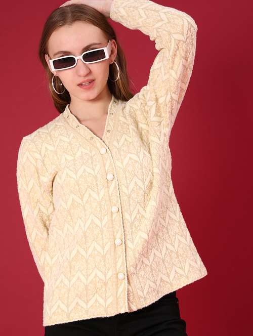 women self design long sleeve cardigan - 22002342 -  Standard Image - 0