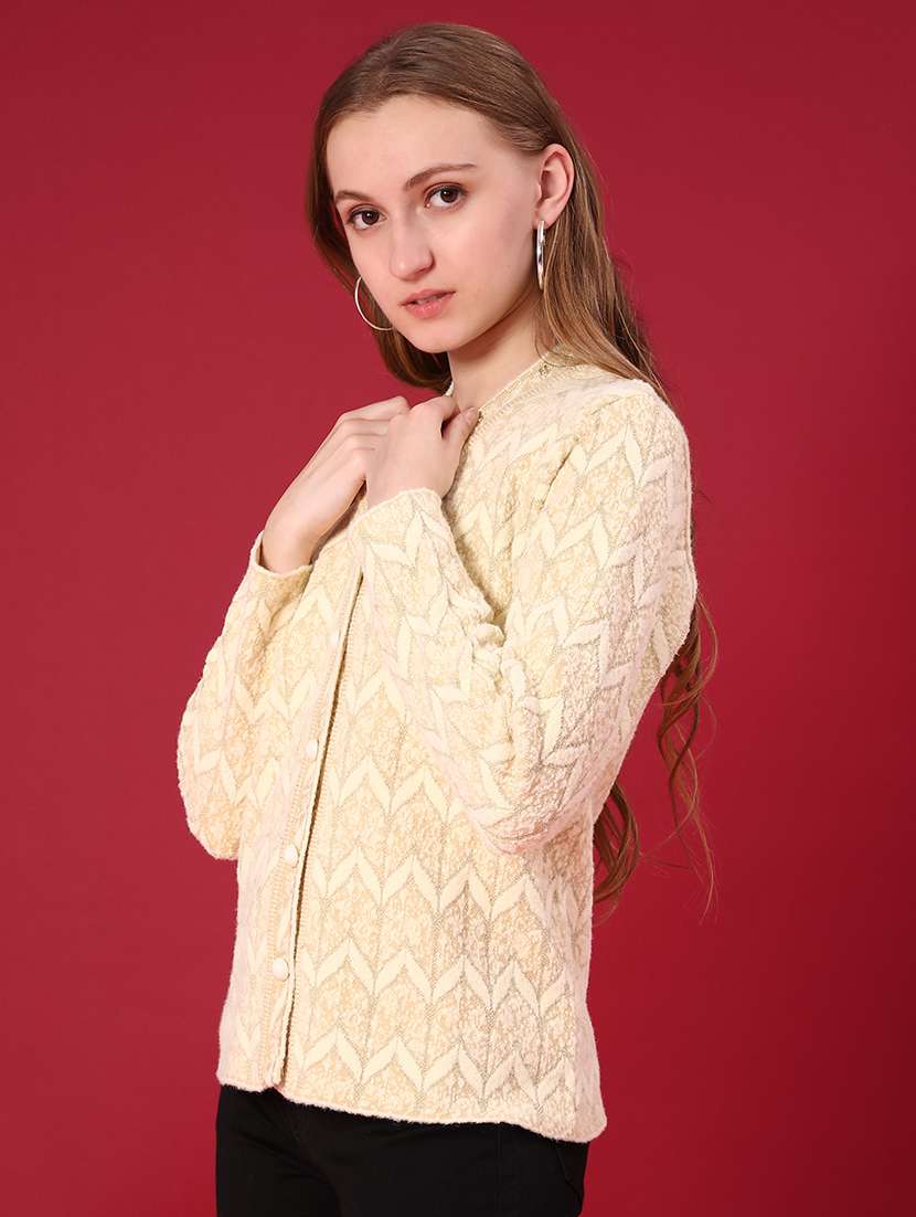 women self design long sleeve cardigan - 22002342 -  Standard Image - 3