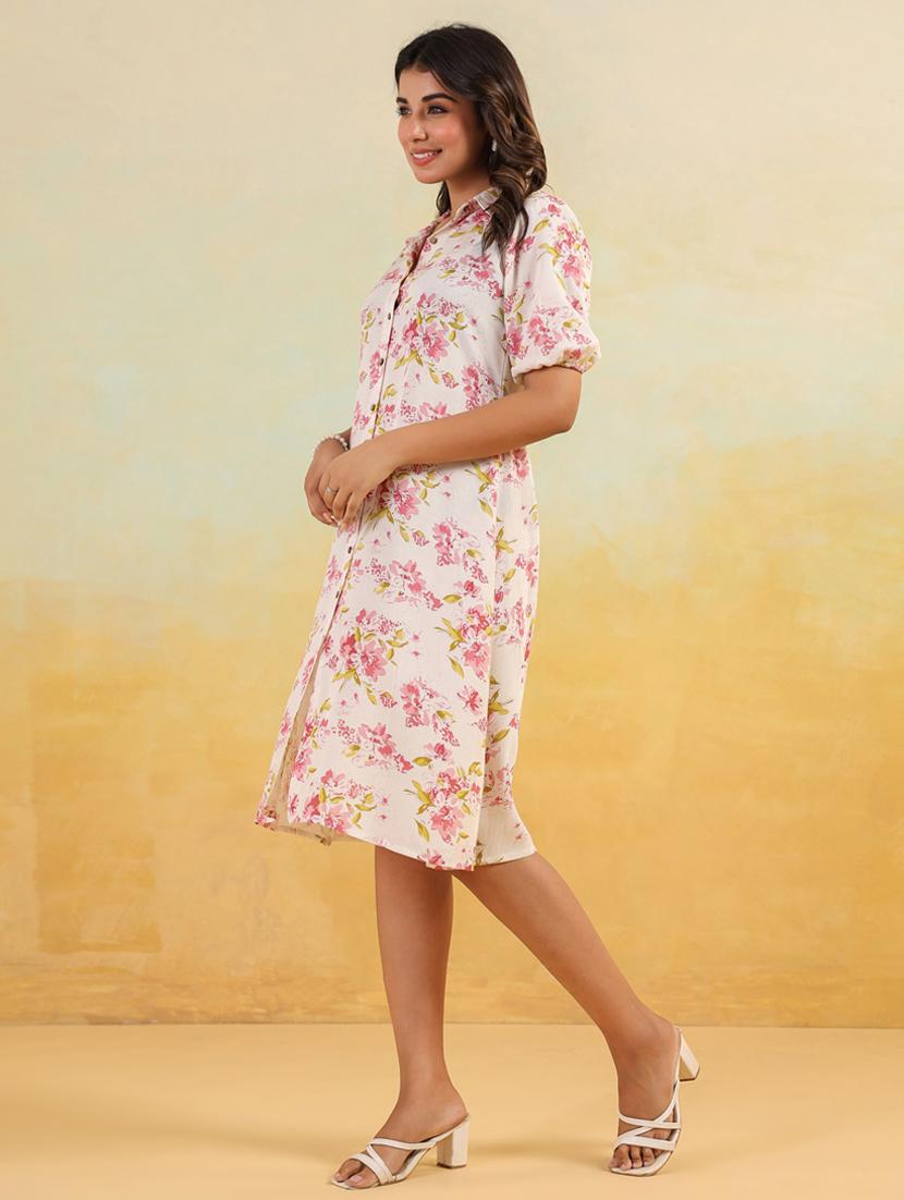 womem floral print collared shirt dress - 22002351 - Standard Image - 3