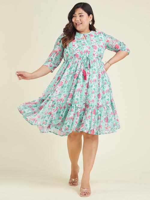 women plus size floral print tiered dress - 22002354 -  Standard Image - 0