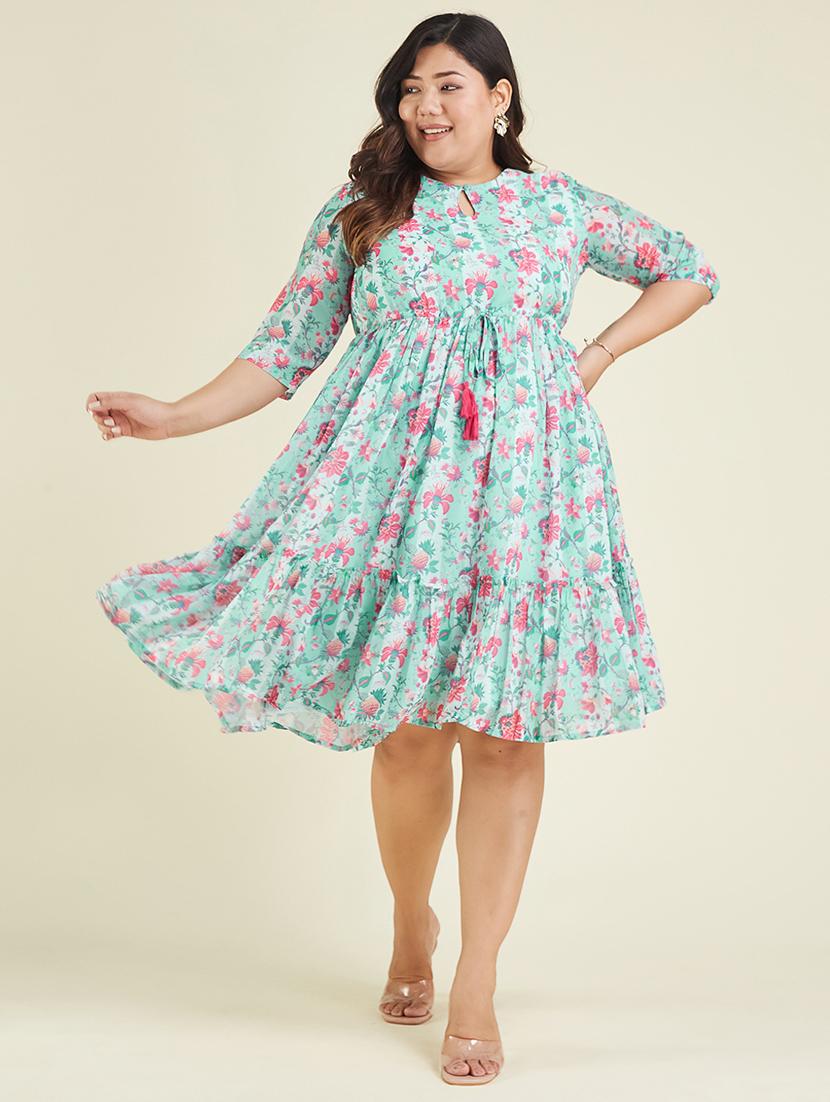 women plus size floral print tiered dress - 22002354 -  Zoom Image - 0