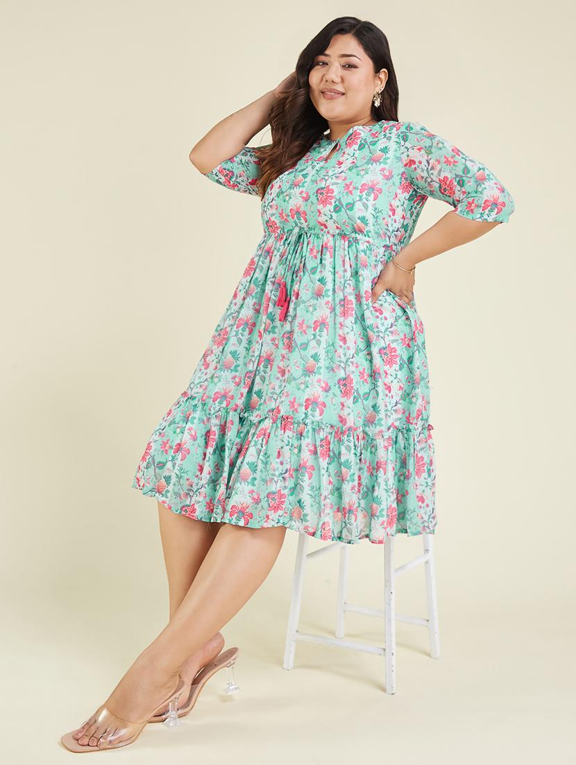 women plus size floral print tiered dress - 22002354 - Standard Image - 5