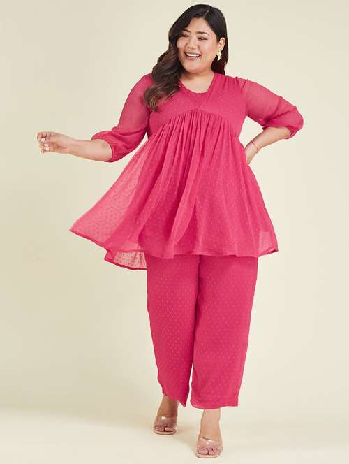 women self design three quarter sleeve ethnic co-ord set - 22002371 -  Standard Image - 0