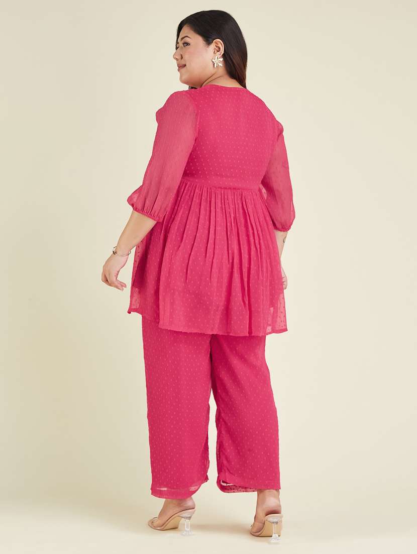 women self design three quarter sleeve ethnic co-ord set - 22002371 -  Standard Image - 3