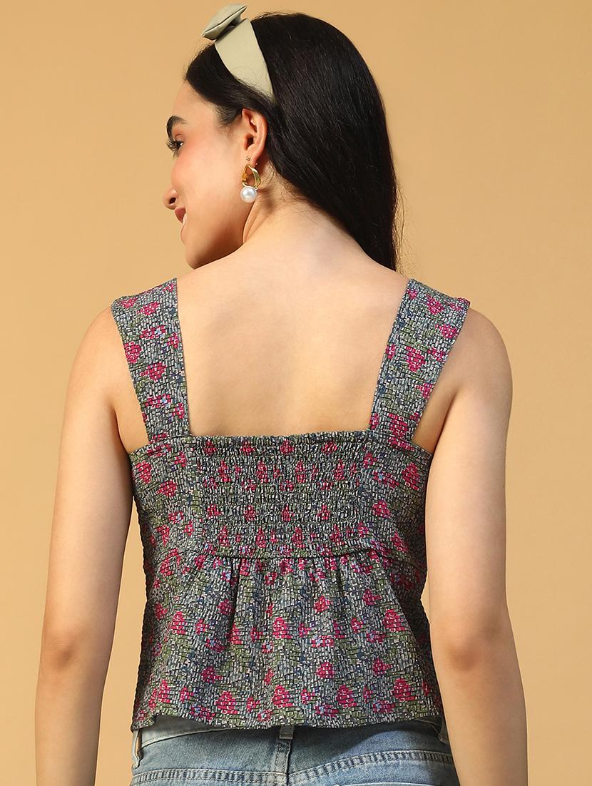 women floral print sleeveless regular top - 22002378 - Standard Image - 3