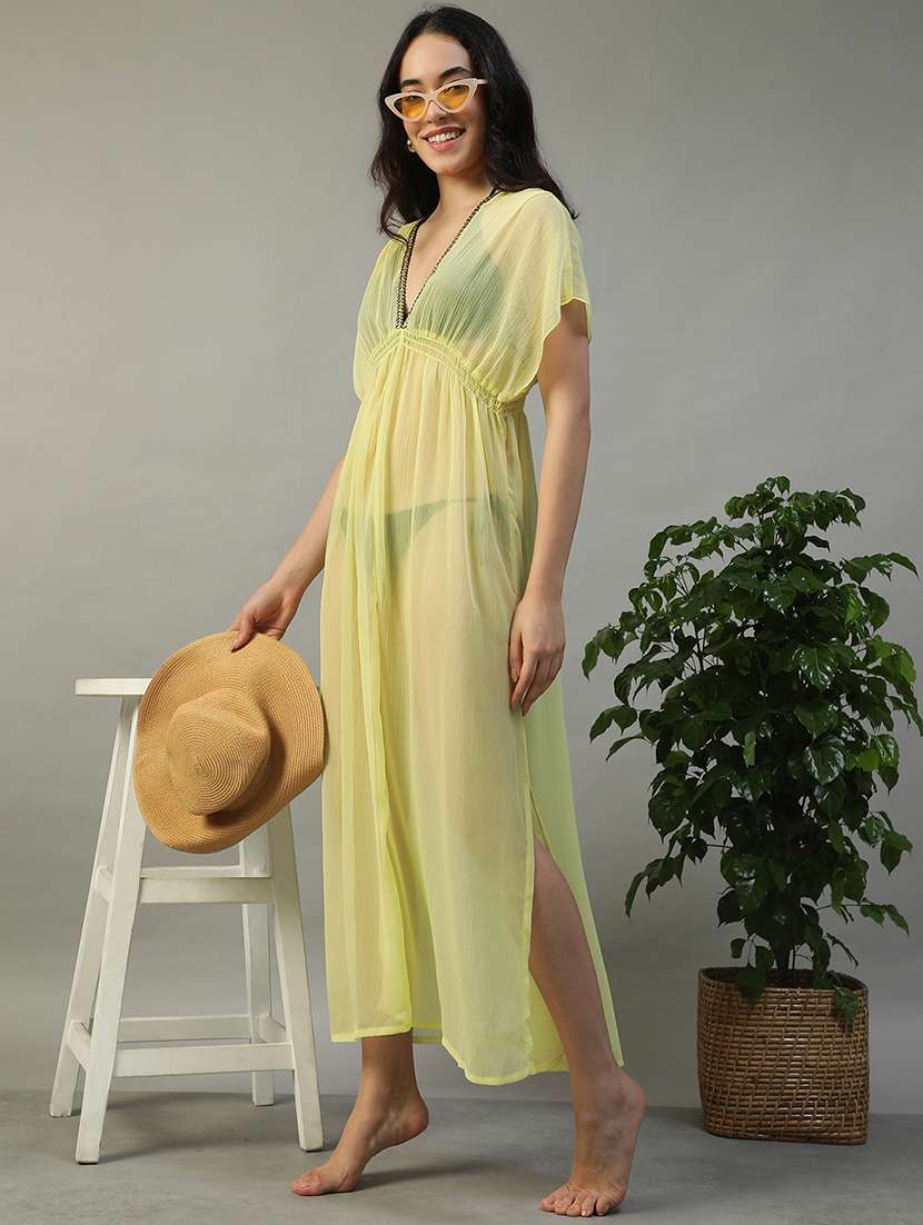 women solid short sleeve coverup dress - 22002386 - Standard Image - 3