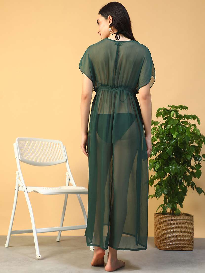 women solid short sleeve coverup dress - 22002387 - Standard Image - 3