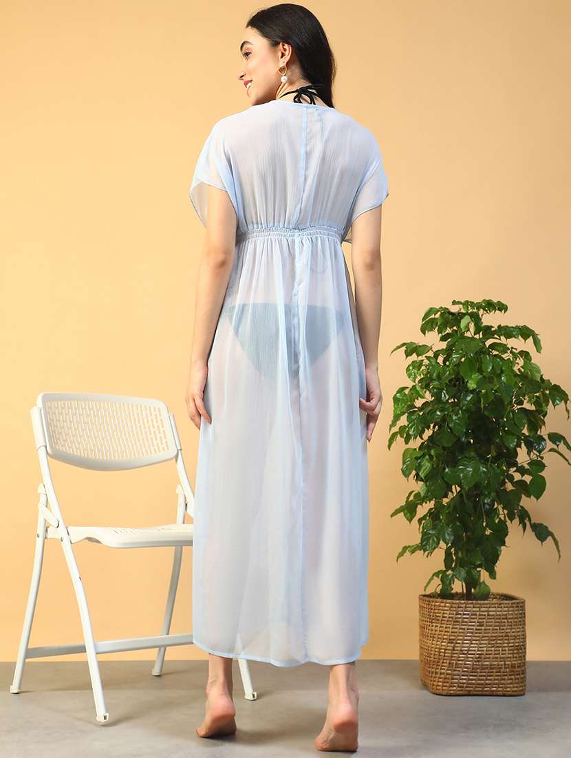 women solid short sleeve coverup dress - 22002388 - Standard Image - 3