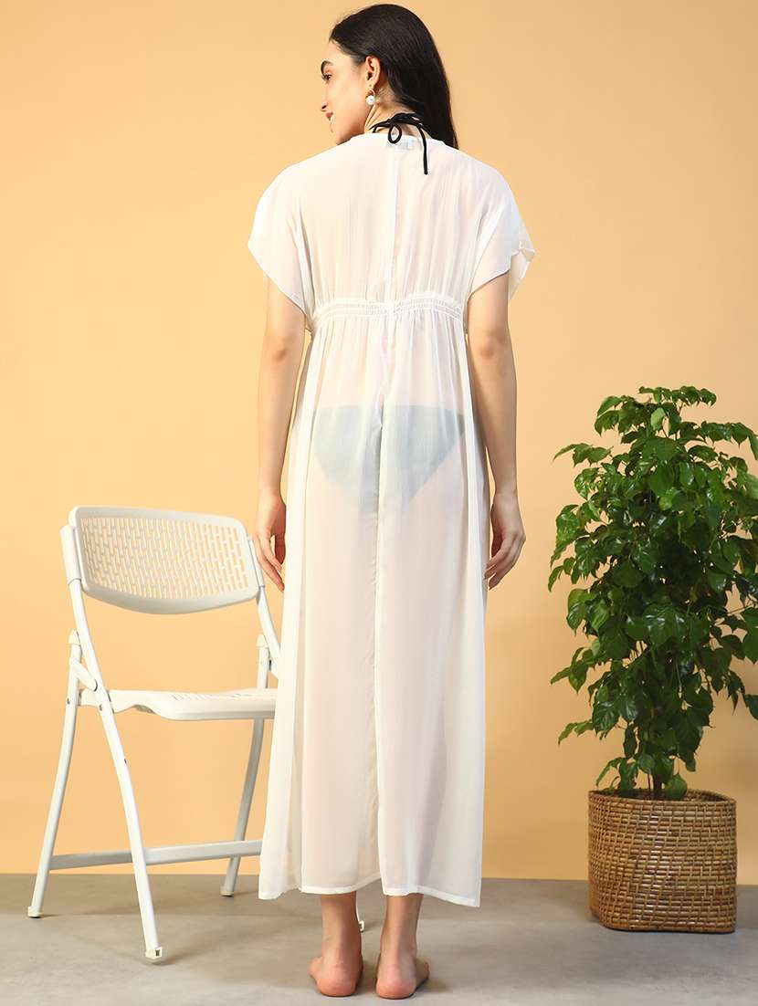 women solid short sleeve coverup dress - 22002390 - Standard Image - 5