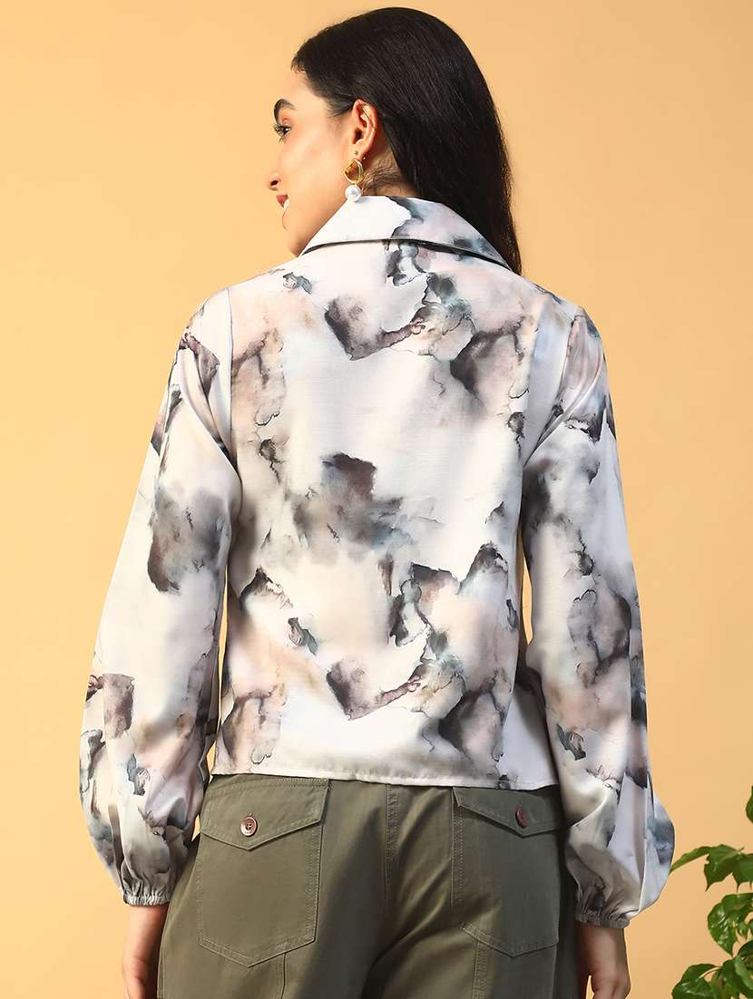 women printed collared long sleeve regular shirt - 22002412 - Standard Image - 3