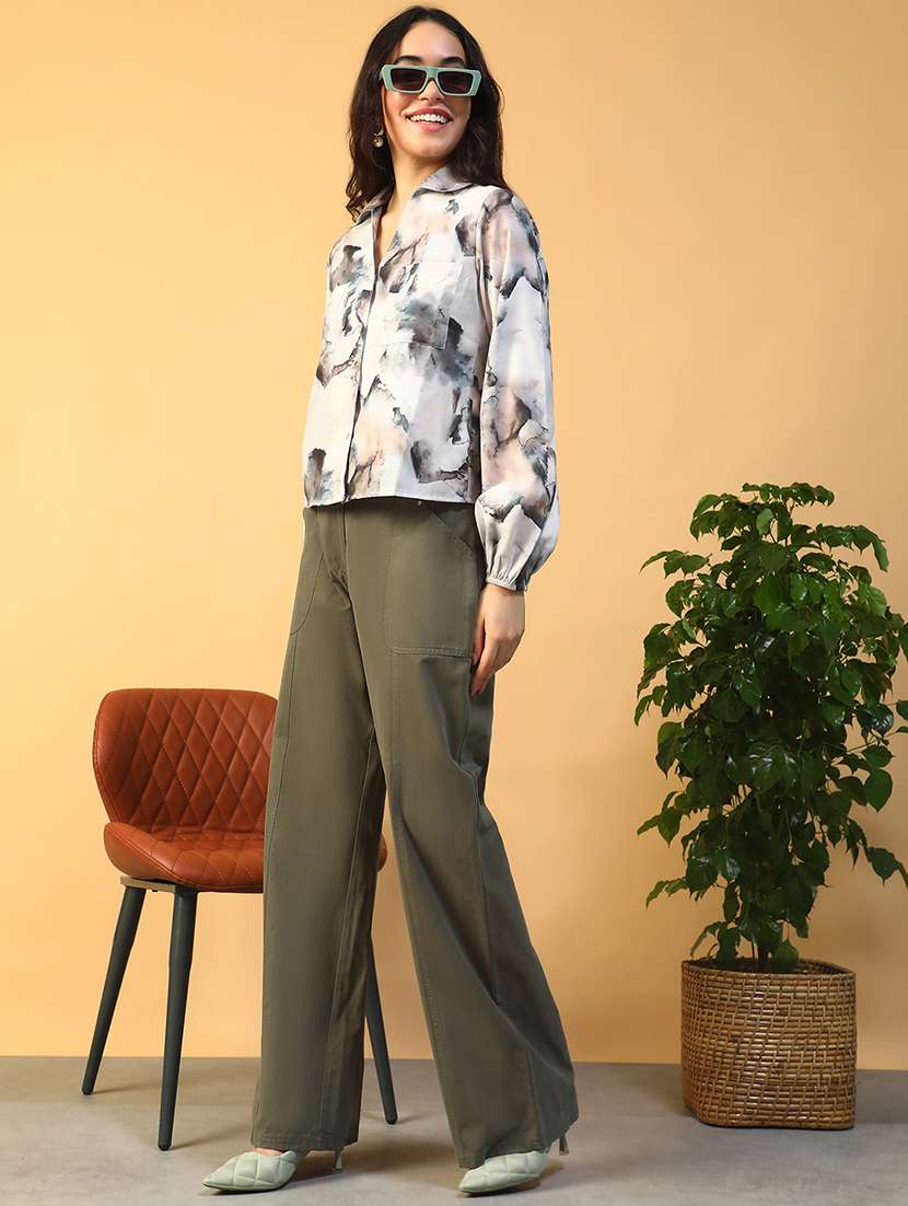 women printed collared long sleeve regular shirt - 22002412 - Standard Image - 5