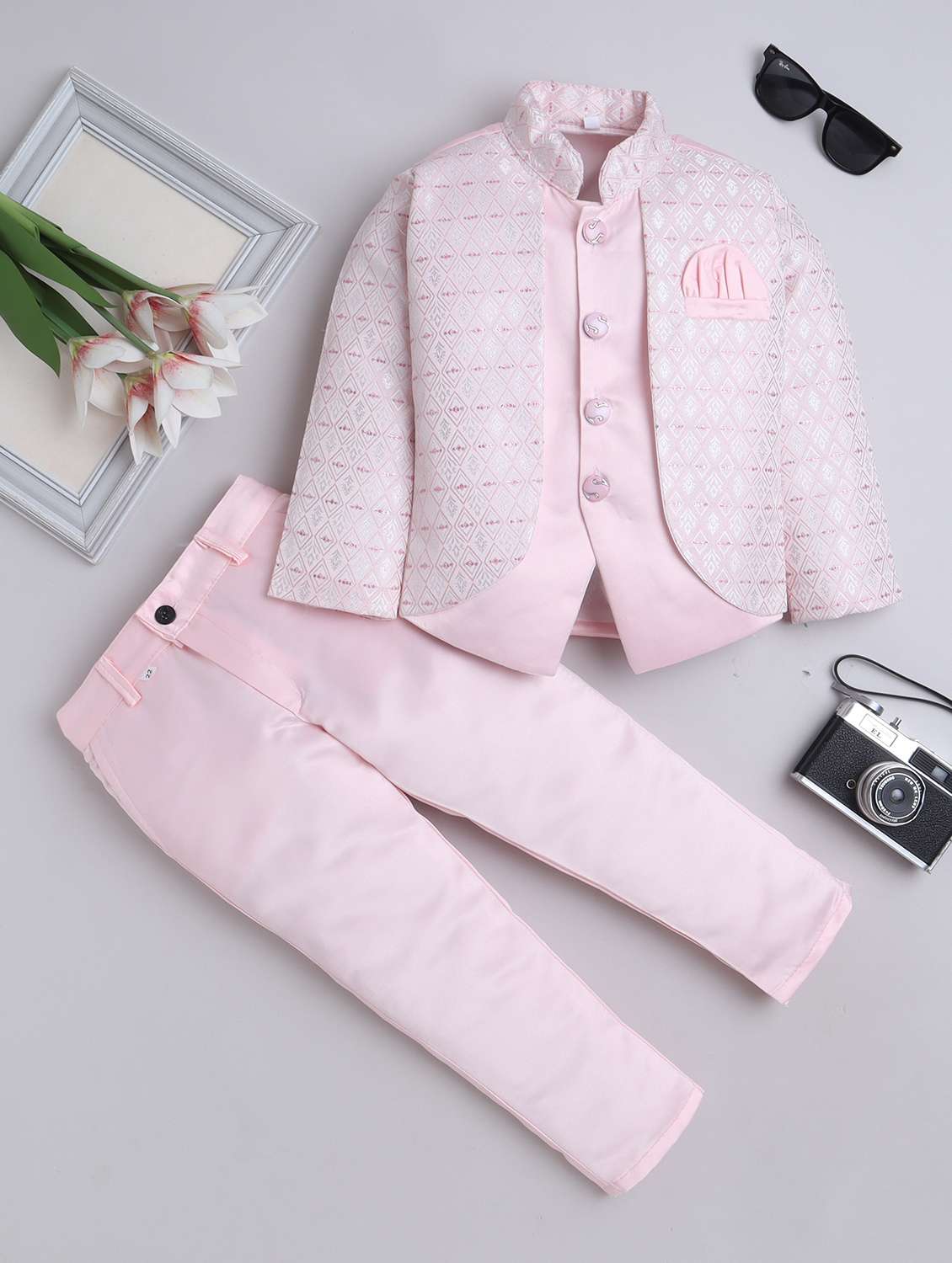 boys self designed long sleeve blazer and trouser set - 22002427 -  Zoom Image - 0