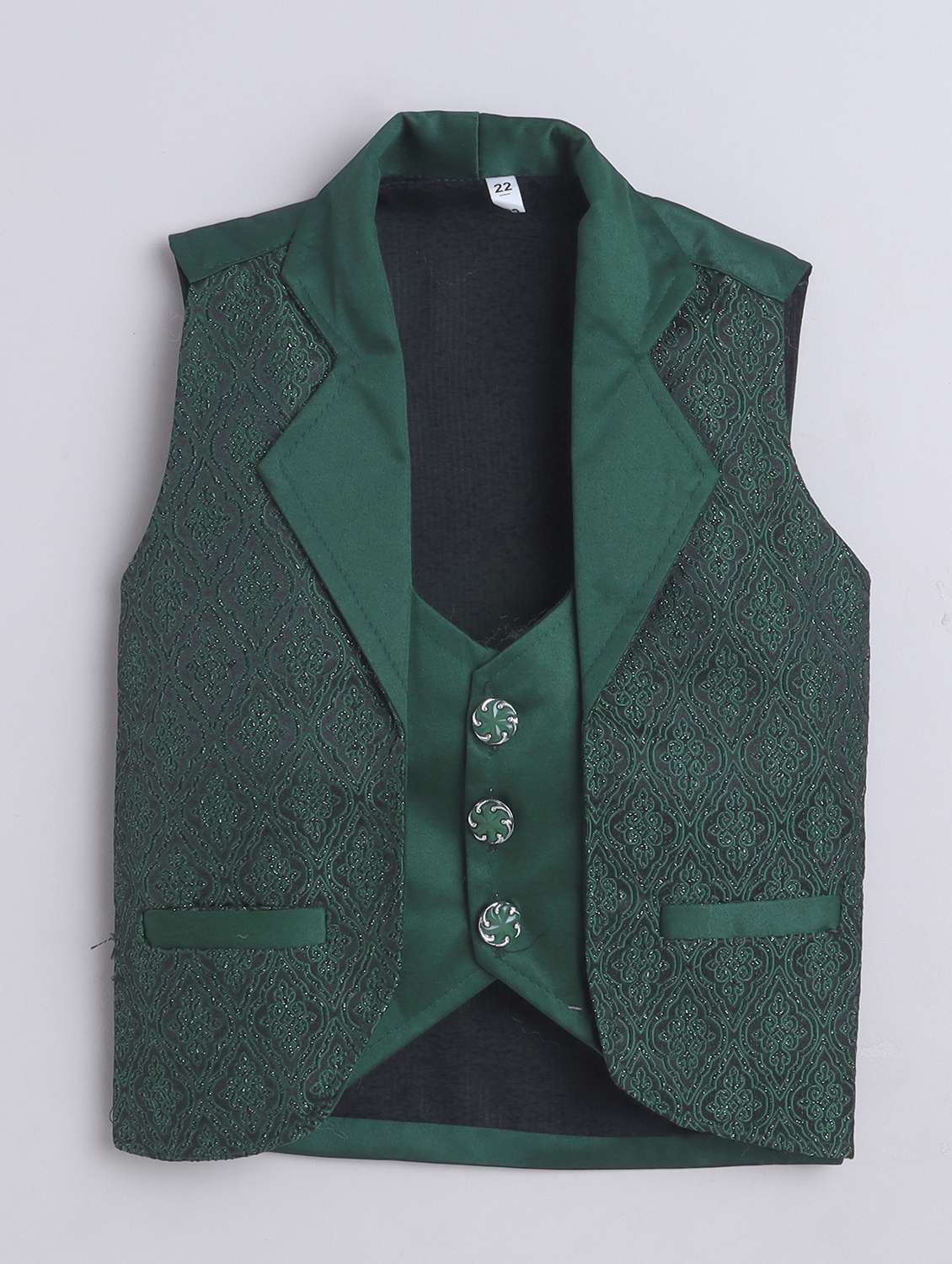 green polyester suit sets twin sets & boys printed shirt and trouser with waistcoat - 22002437 -  Standard Image - 5