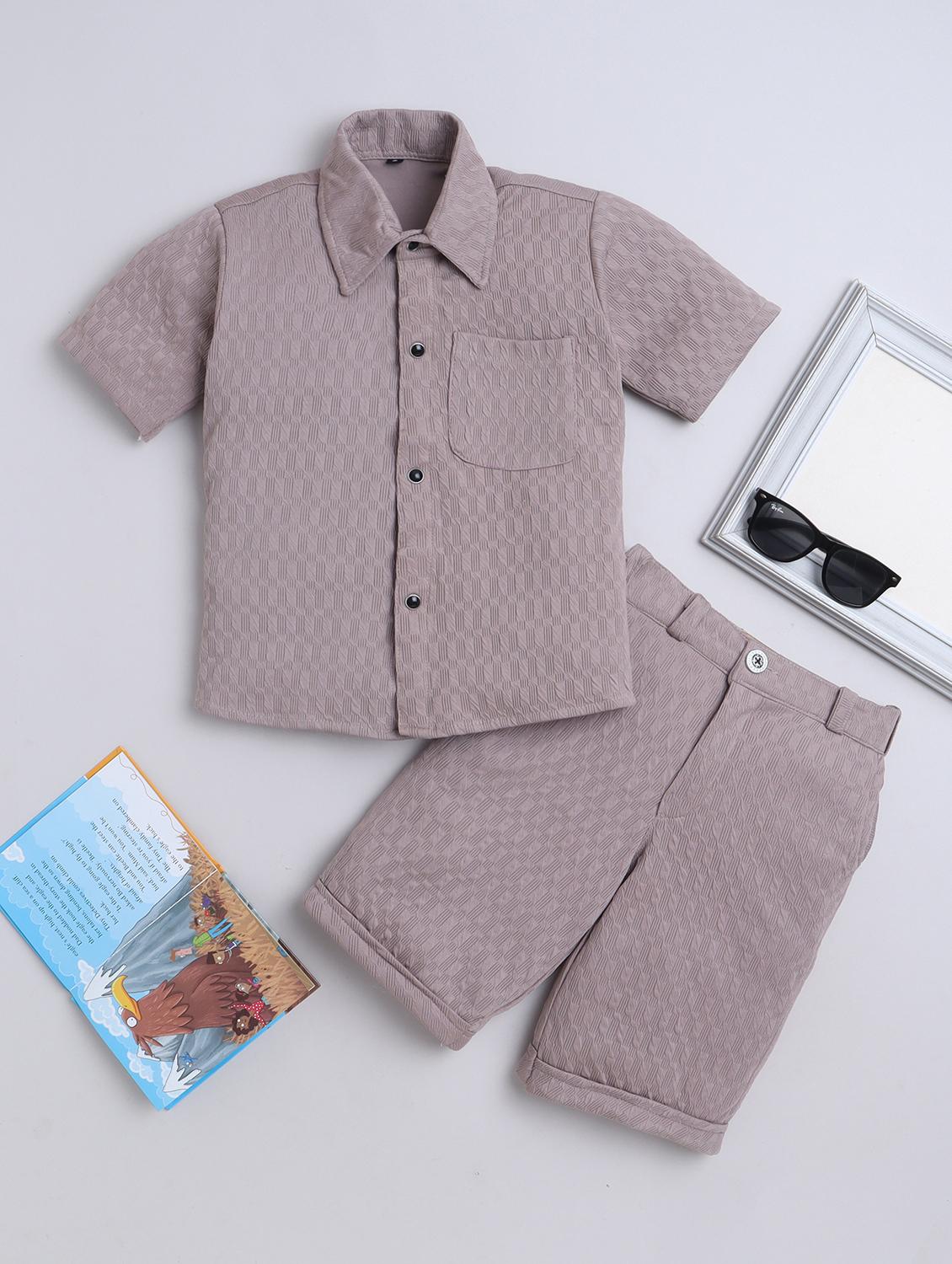 boys self designed shirt and short co-ord set