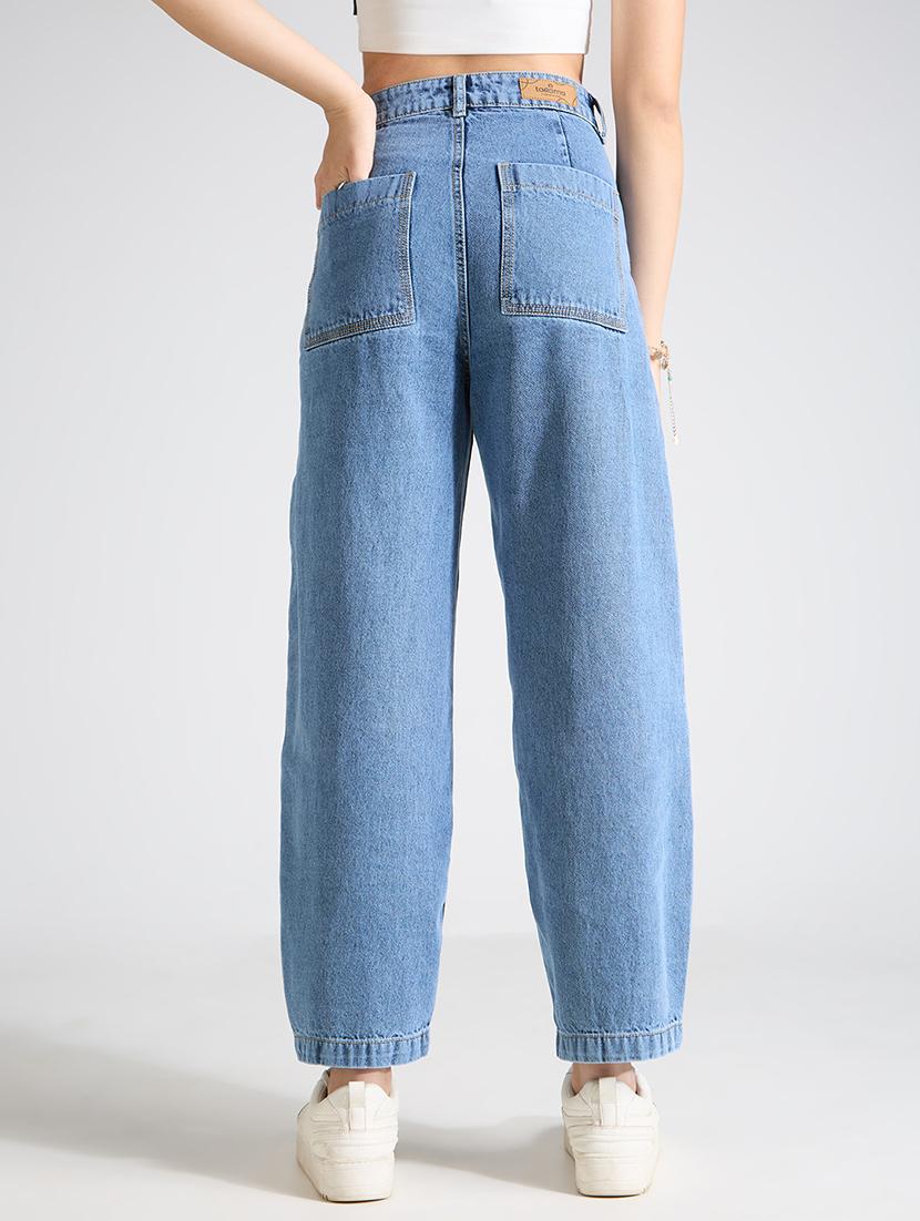 women solid high rise mom fit jeans - 22002479 - Standard Image - 3