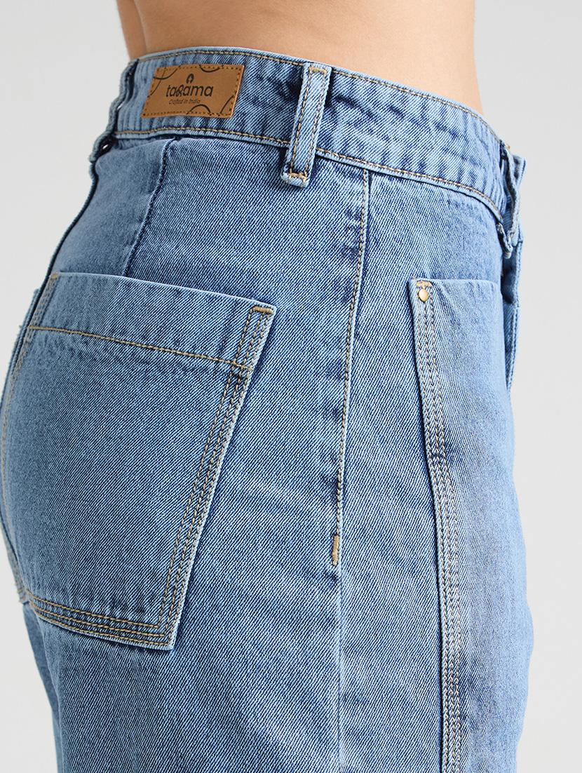 women solid high rise mom fit jeans - 22002479 - Standard Image - 5