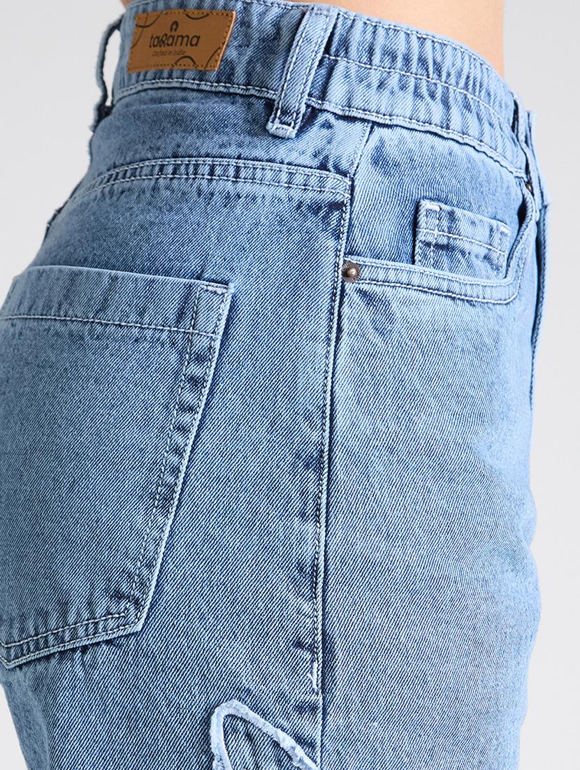 women solid high rise wide leg jean - 22002480 - Standard Image - 5