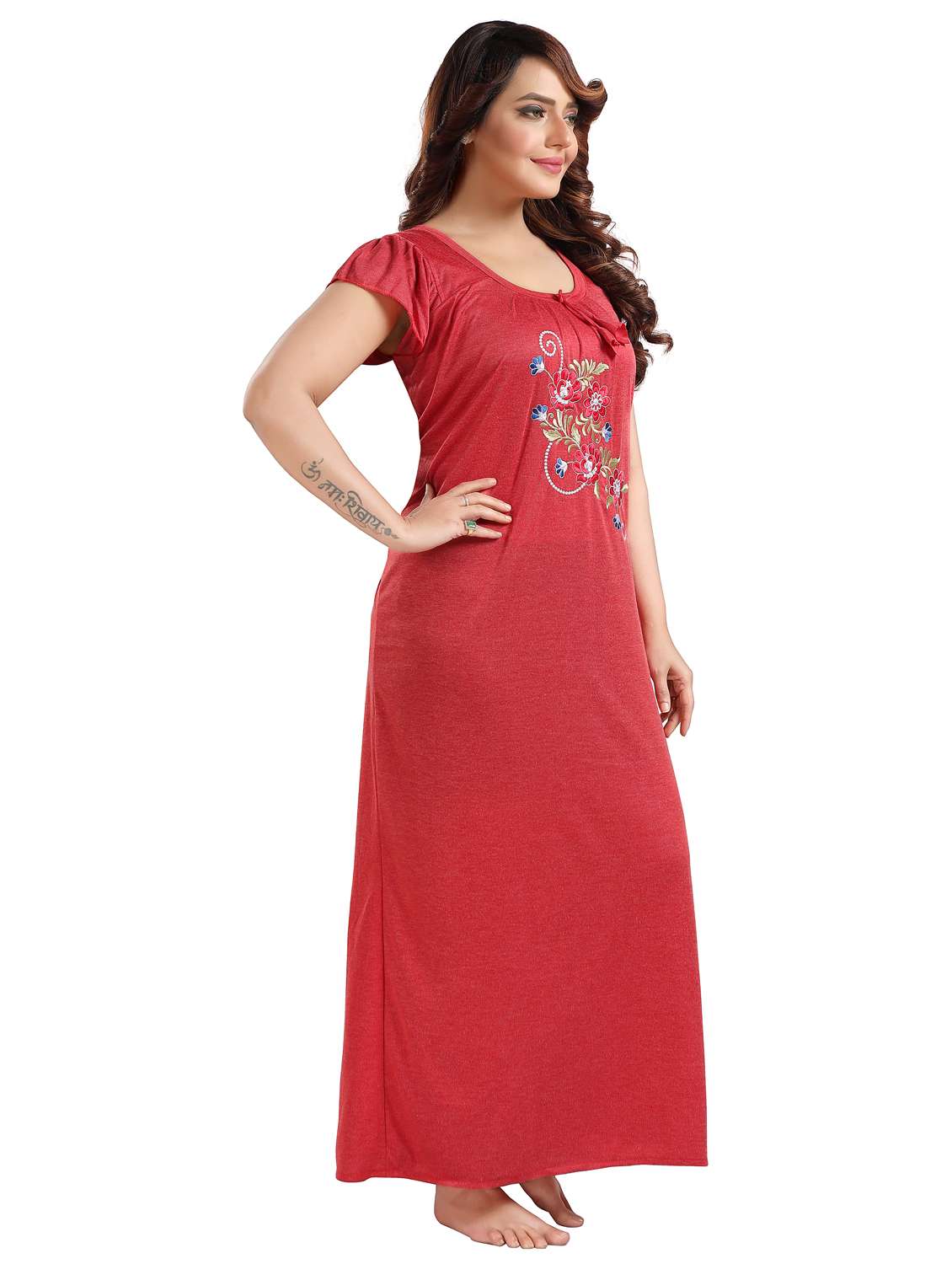 women embroidered short sleeve nighty - 22002481 -  Standard Image - 5