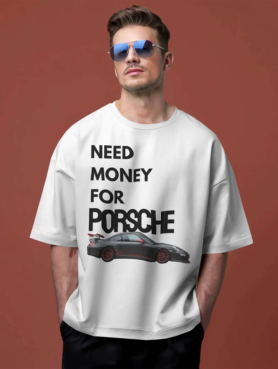 white cotton blend oversized tshirt