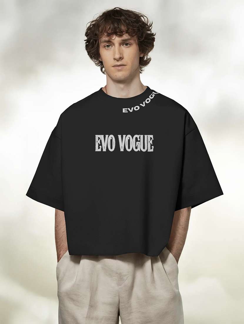 oversized fit black print t-shirt for men - 22002496 -  Zoom Image - 0