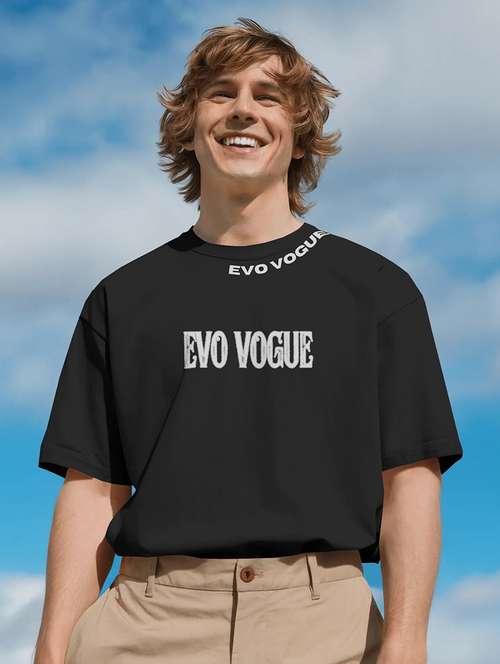 black cotton blend oversized tshirt - 22002521 - Standard Image - 0