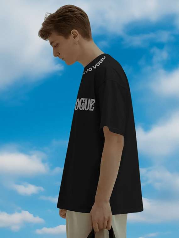 black cotton blend oversized tshirt - 22002521 - Standard Image - 3