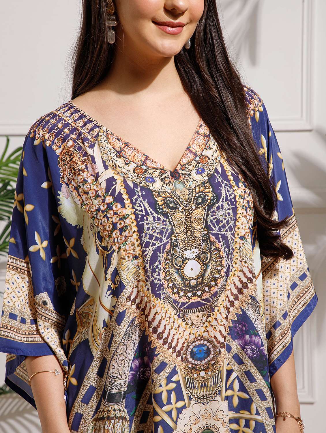 women printed kimono sleeve kaftan dress - 22002648 - Standard Image - 5