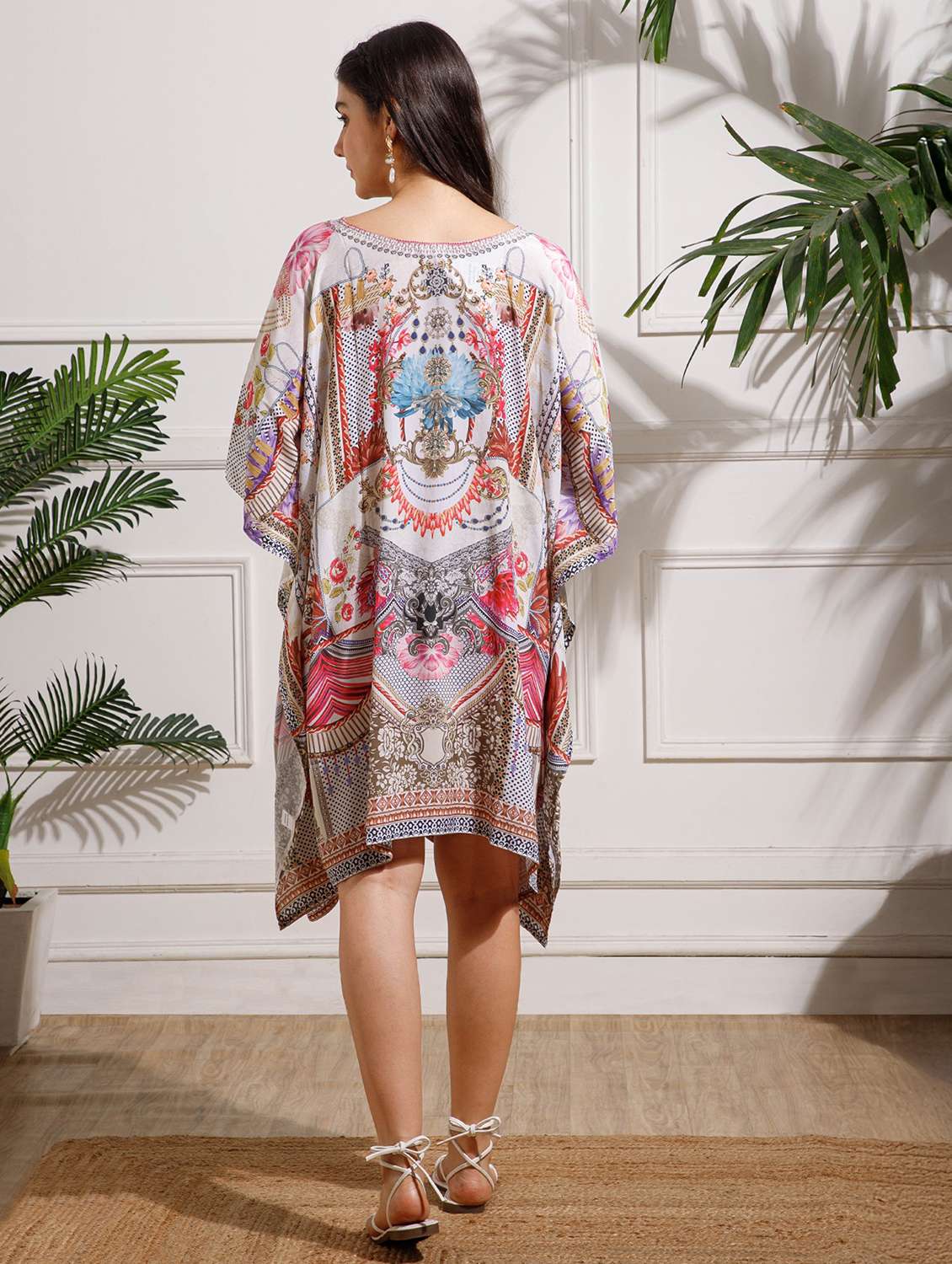 women printed kimono sleeve kaftan dress - 22002653 - Standard Image - 3