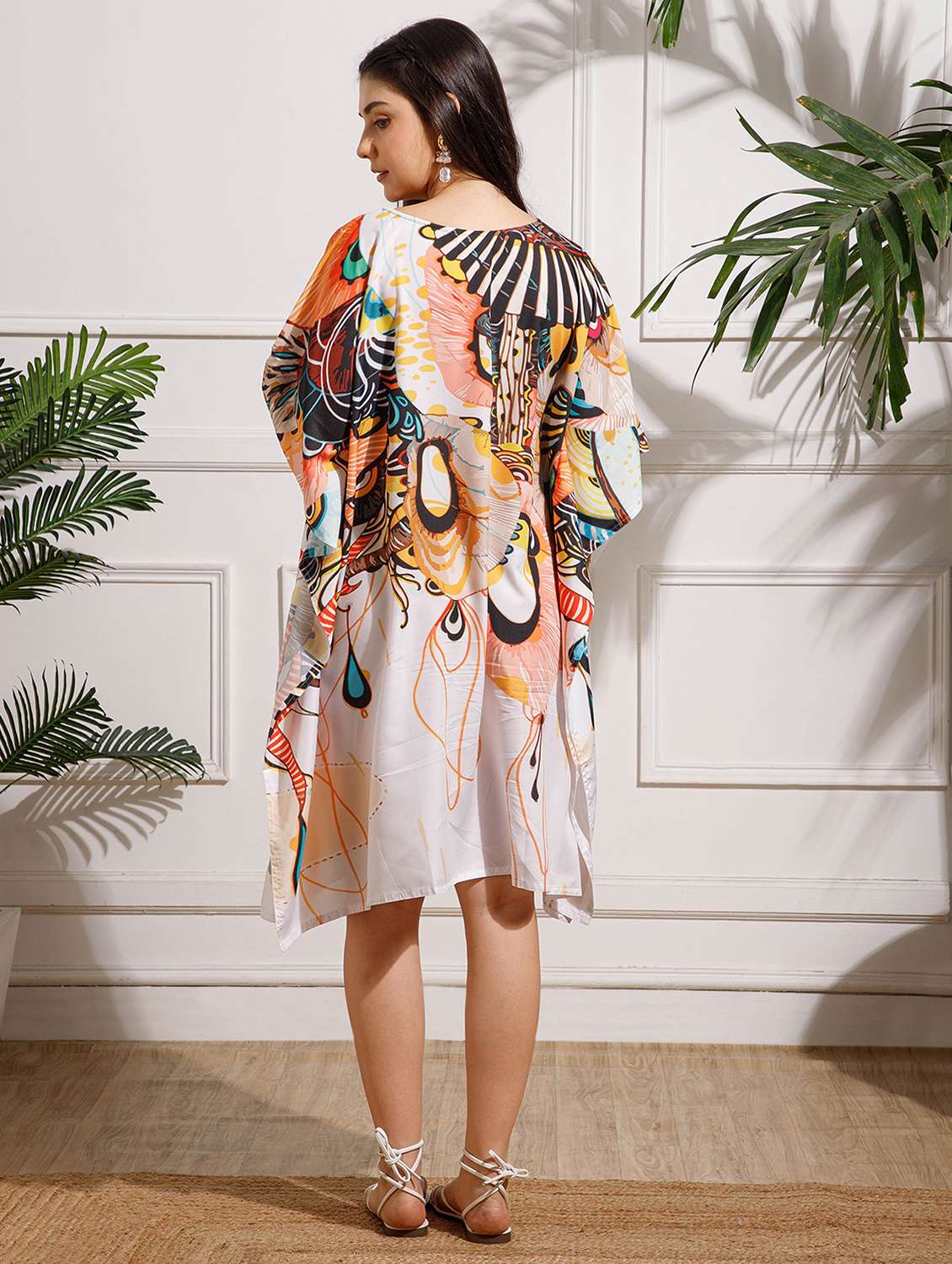 women printed kimono sleeve kaftan dress - 22002655 - Standard Image - 3