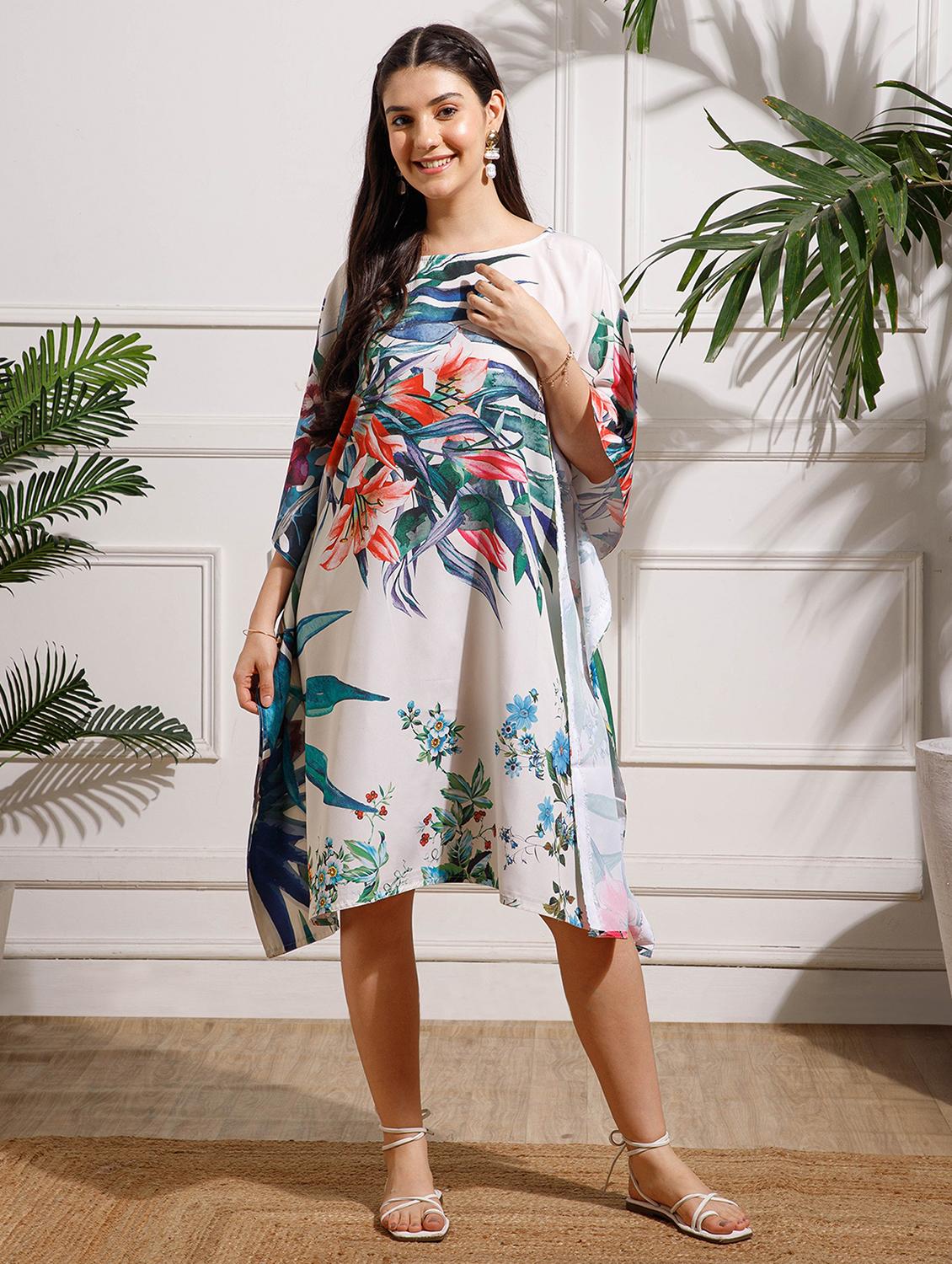 women floral printed kimono sleeve kaftan dress - 22002656 -  Zoom Image - 0