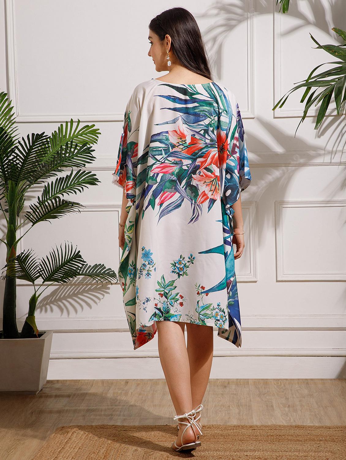 women floral printed kimono sleeve kaftan dress - 22002656 - Standard Image - 3