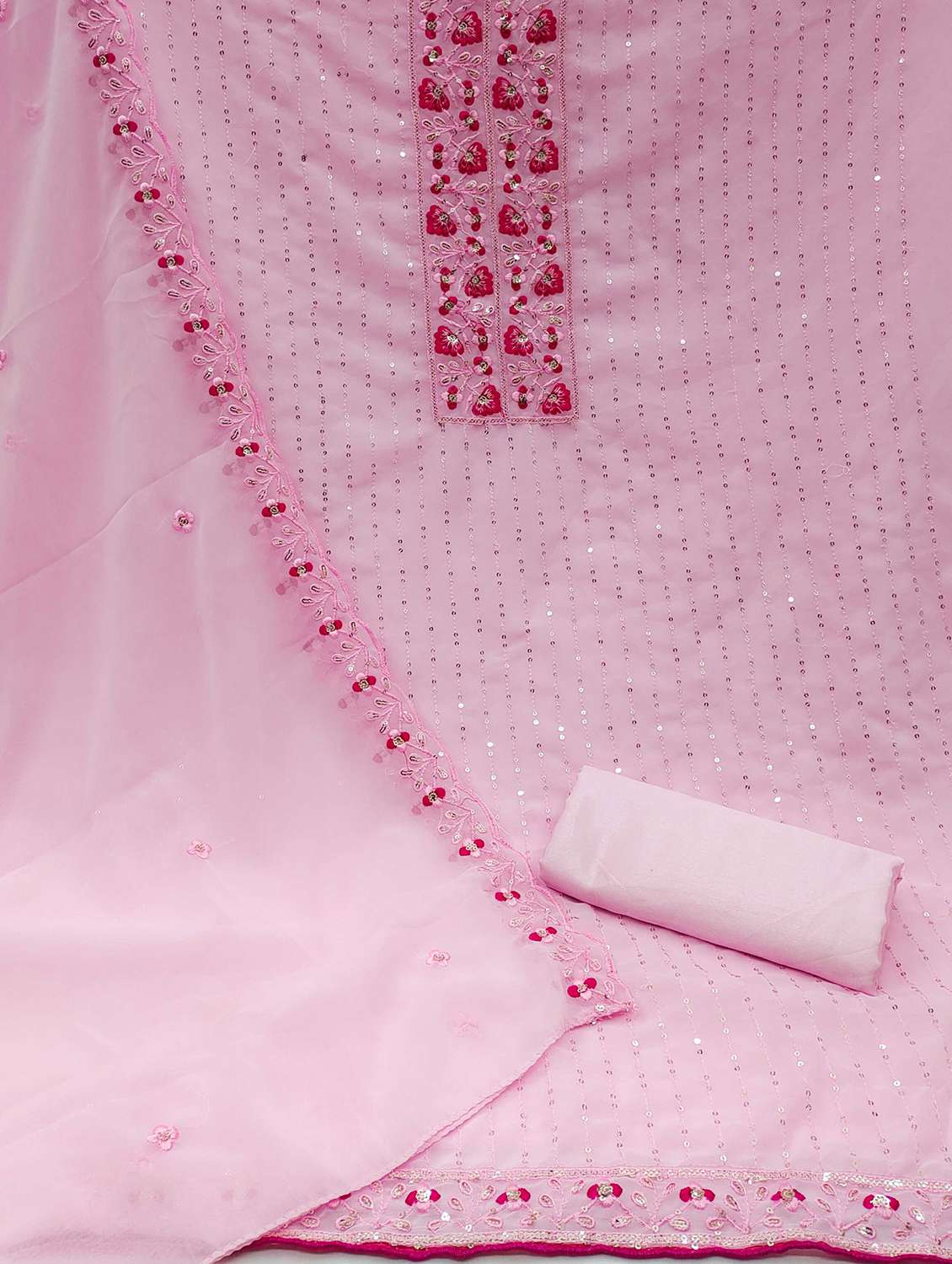 women solid with work embellished unstitched suit set - 22002670 -  Standard Image - 3