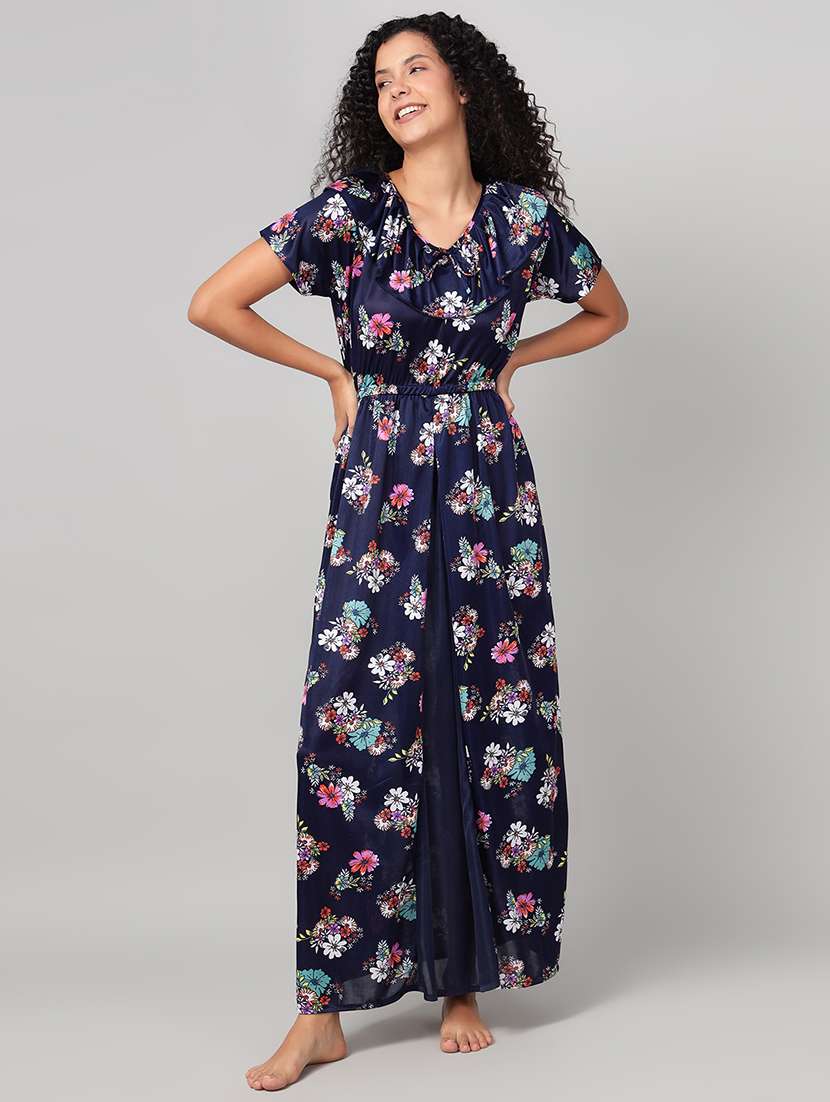 women floral print short sleeve nighty