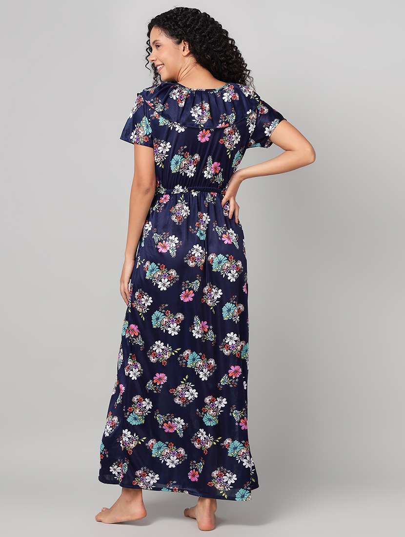 women floral print short sleeve nighty - 22002954 -  Standard Image - 3
